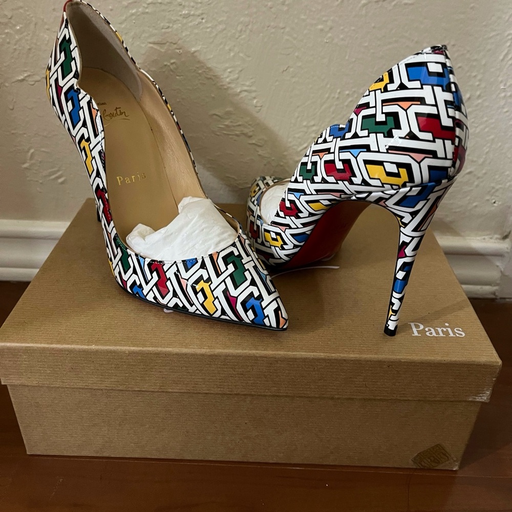 Christian Louboutin Red and Blue Stiletto Heels